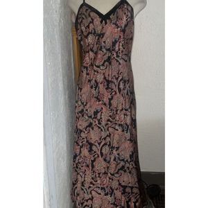 VTG LORD & TAYLOR 100% SILK PAISLEY  BIAS CUT SLIP NEGLIGEE DRESS LARGE